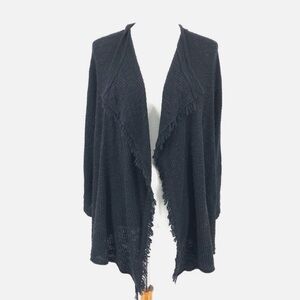 Caslon Open Front Navy Indigo Fringe Cardigan Size 2X NWT